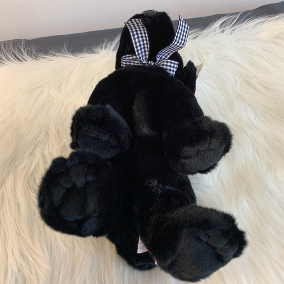 Ty (18) Black Plush Dog with Checkered Bow Luke - Picture 7 of 9